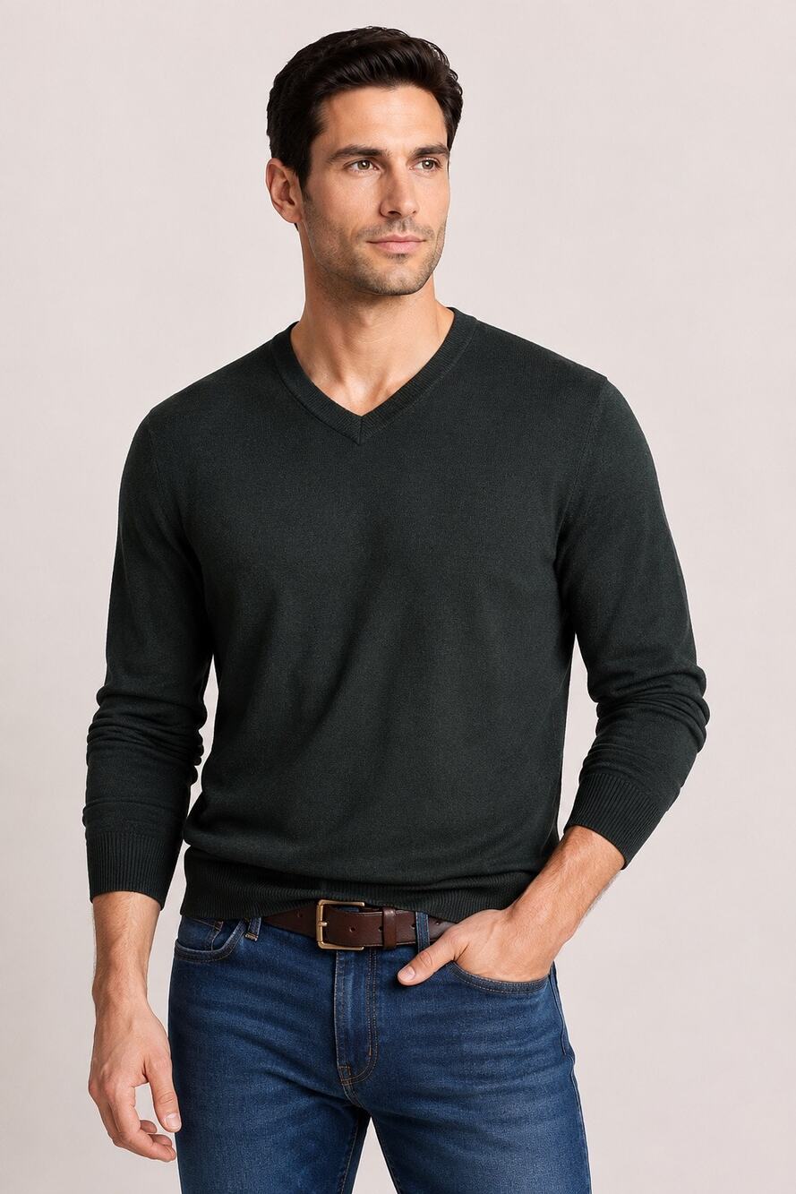 Bonobos 100% Extra Fine Merino Wool V-Neck Sweater – XL – Dark Green